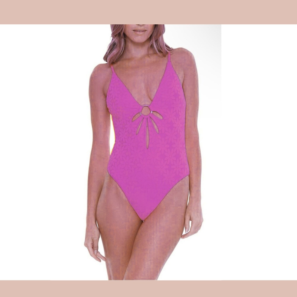NEW $162 Trina‎ Turk [ 14 ] Joplin Jacquard Petal Cutout One Piece Swimsuit 6940